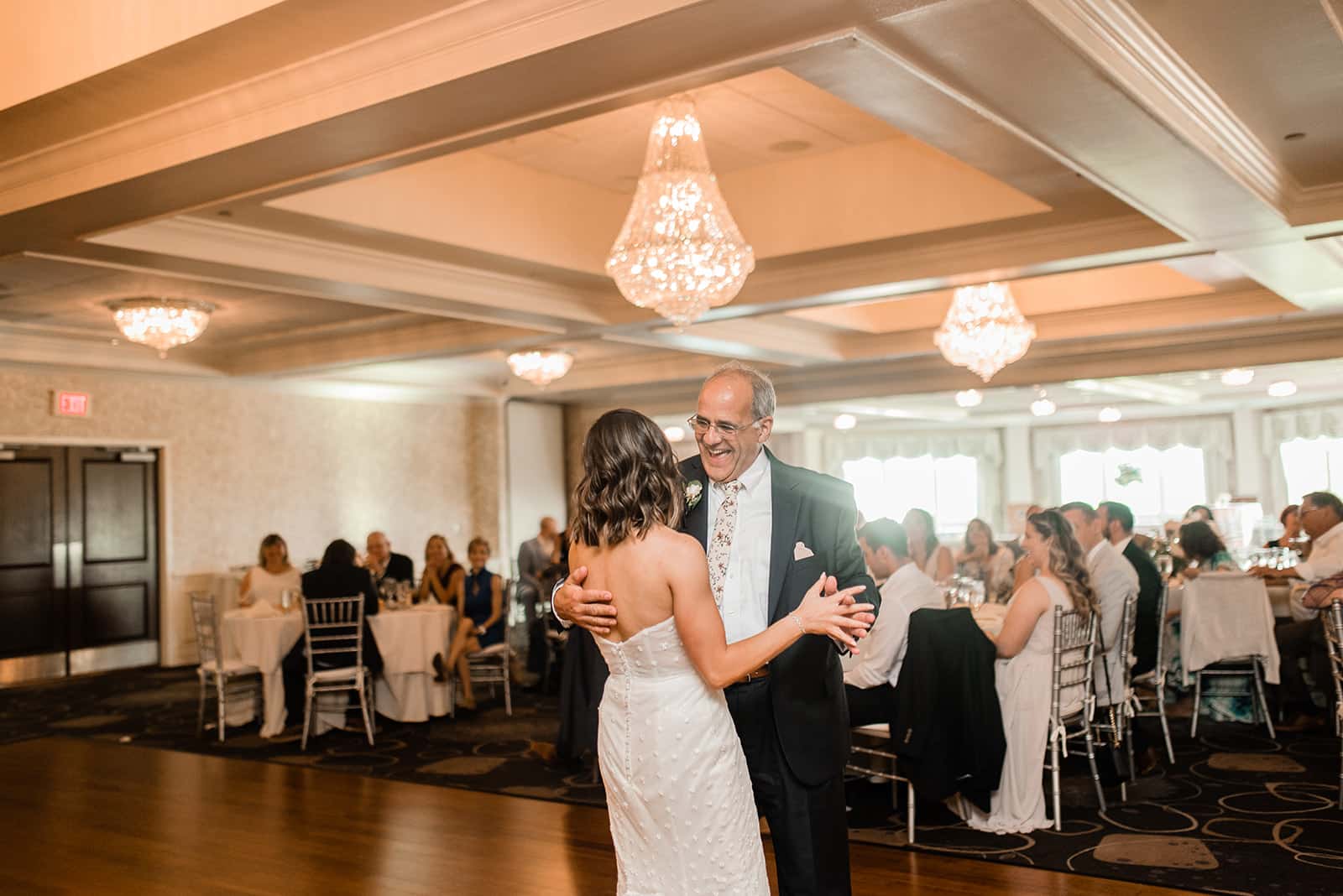 Bride and father dancing in Golf View ballroom