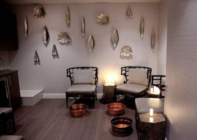 Joseph Anthony Spa room with copper foot baths setup for three people.
