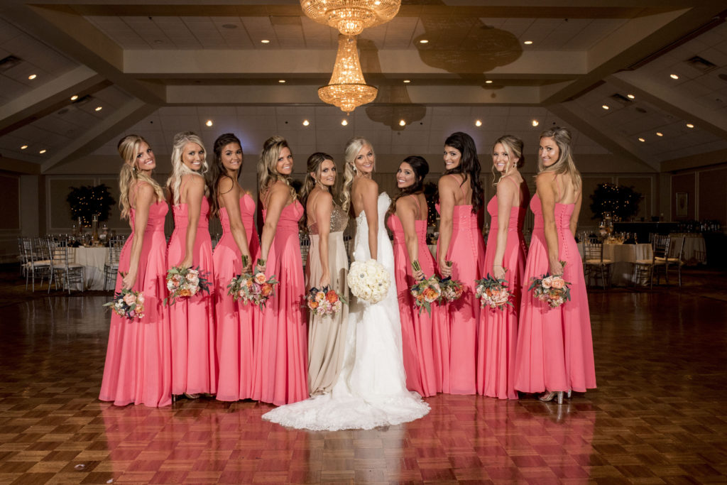 living coral bridesmaids dresses